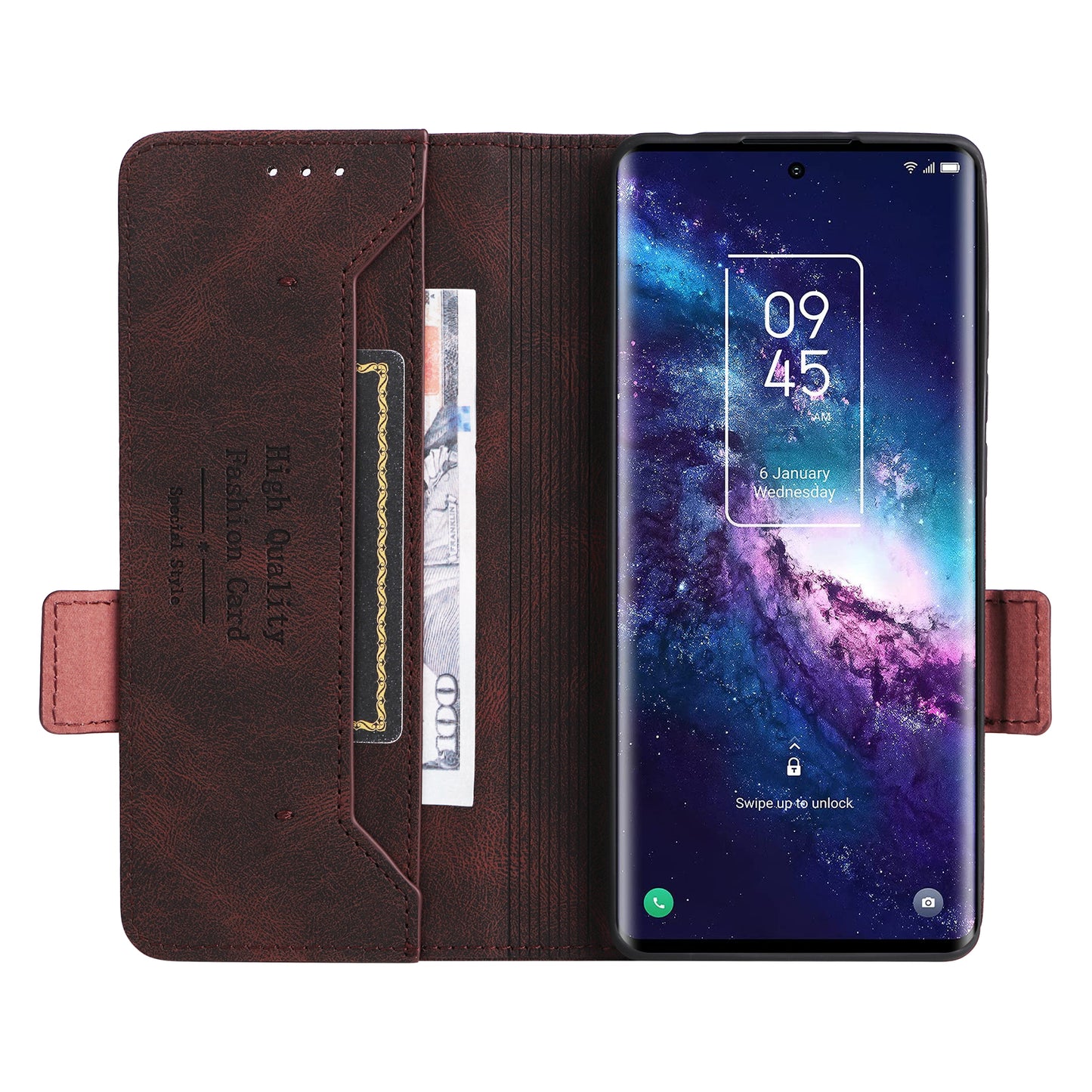 For TCL 20 Pro 5G PU Leather Phone Case Shockproof Phone Cover Folio Flip Case with Stand Wallet