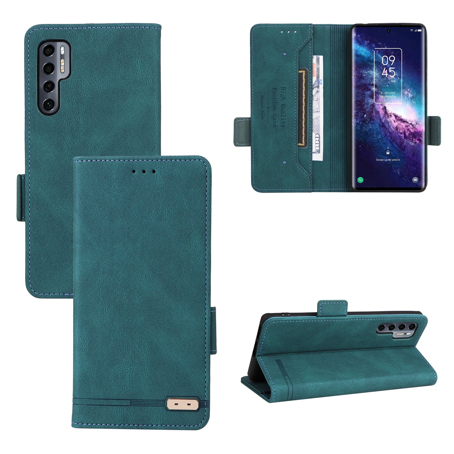 For TCL 20 Pro 5G PU Leather Phone Case Shockproof Phone Cover Folio Flip Case with Stand Wallet