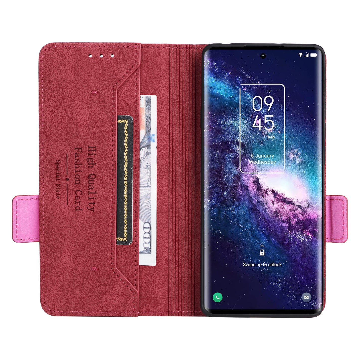 For TCL 20 Pro 5G PU Leather Phone Case Shockproof Phone Cover Folio Flip Case with Stand Wallet