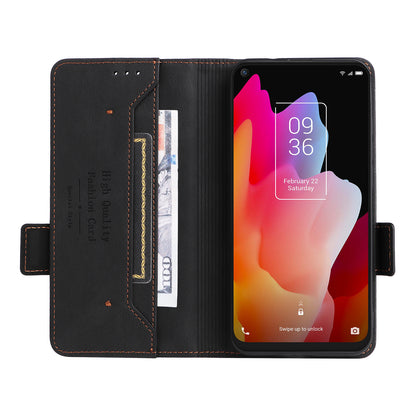 For TCL 10L/10 Lite Hardware Design Stand Magnetic Closing Leather Cell Phone Case Protector with Wallet