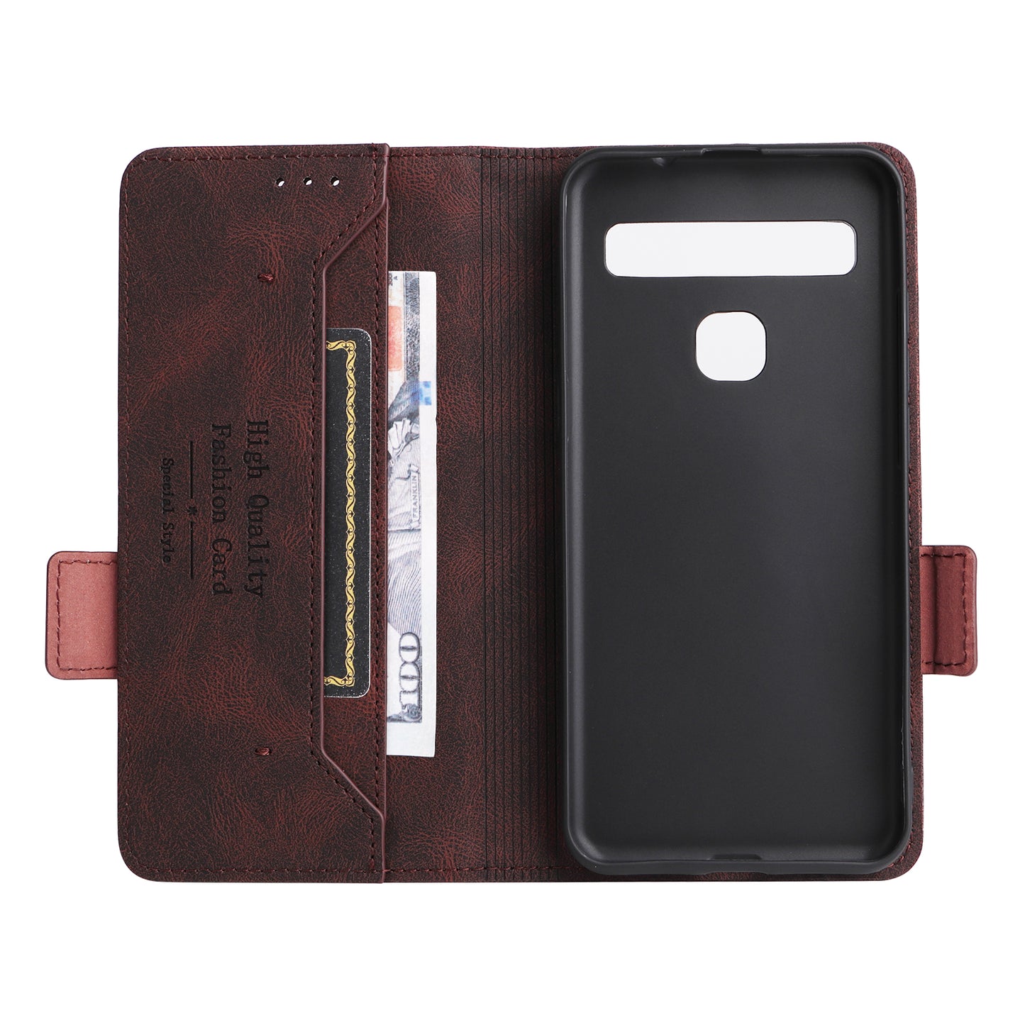 For TCL 10L/10 Lite Hardware Design Stand Magnetic Closing Leather Cell Phone Case Protector with Wallet