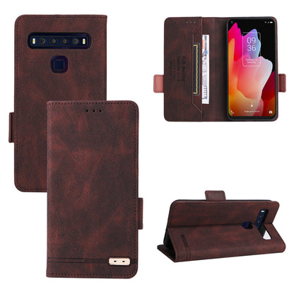 For TCL 10L/10 Lite Hardware Design Stand Magnetic Closing Leather Cell Phone Case Protector with Wallet