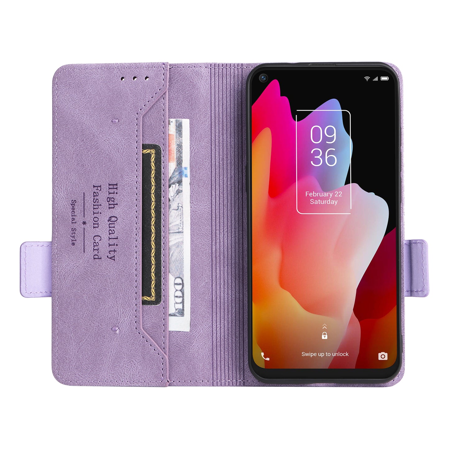 For TCL 10L/10 Lite Hardware Design Stand Magnetic Closing Leather Cell Phone Case Protector with Wallet