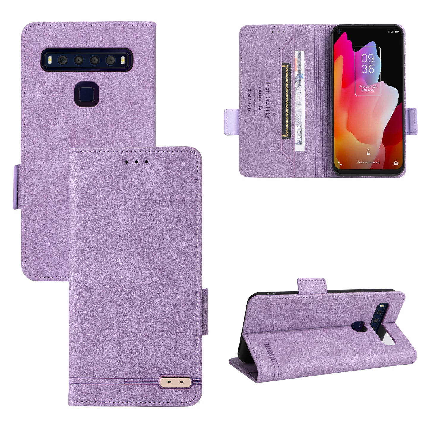 For TCL 10L/10 Lite Hardware Design Stand Magnetic Closing Leather Cell Phone Case Protector with Wallet