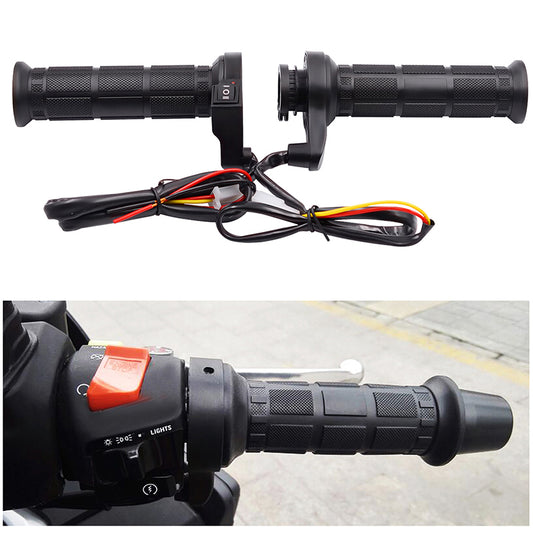 One Pair 3-in-1 Motorcycle Handlebar Electric Hot Heated Grips Handle + Voltage + USB Charger