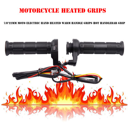 One Pair 3-in-1 Motorcycle Handlebar Electric Hot Heated Grips Handle + Voltage + USB Charger