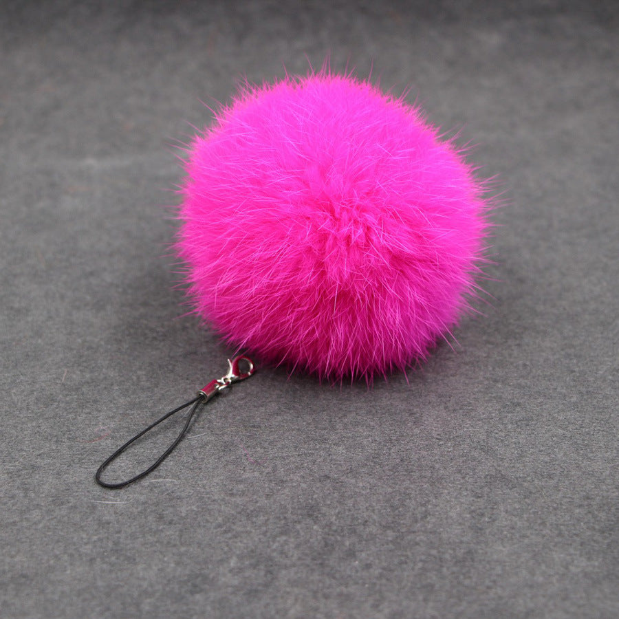 Car Pendant Keychain Faux Fur Hair Ball Key Chain Pendant Toy for Cell Phone