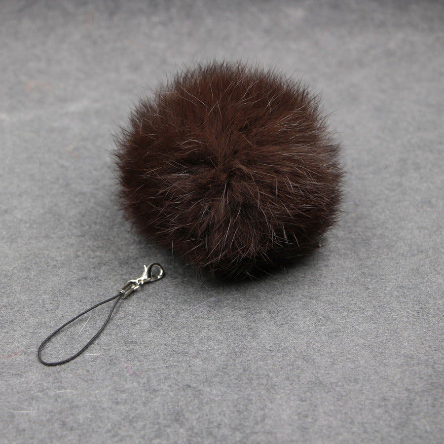 Car Pendant Keychain Faux Fur Hair Ball Key Chain Pendant Toy for Cell Phone