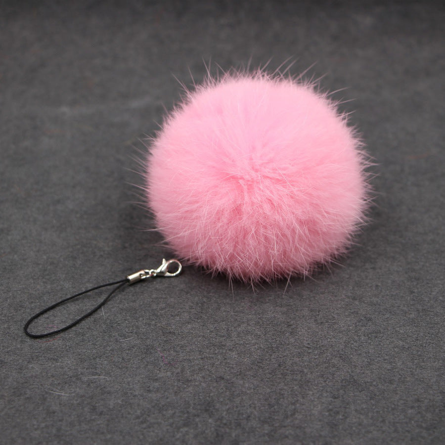 Car Pendant Keychain Faux Fur Hair Ball Key Chain Pendant Toy for Cell Phone