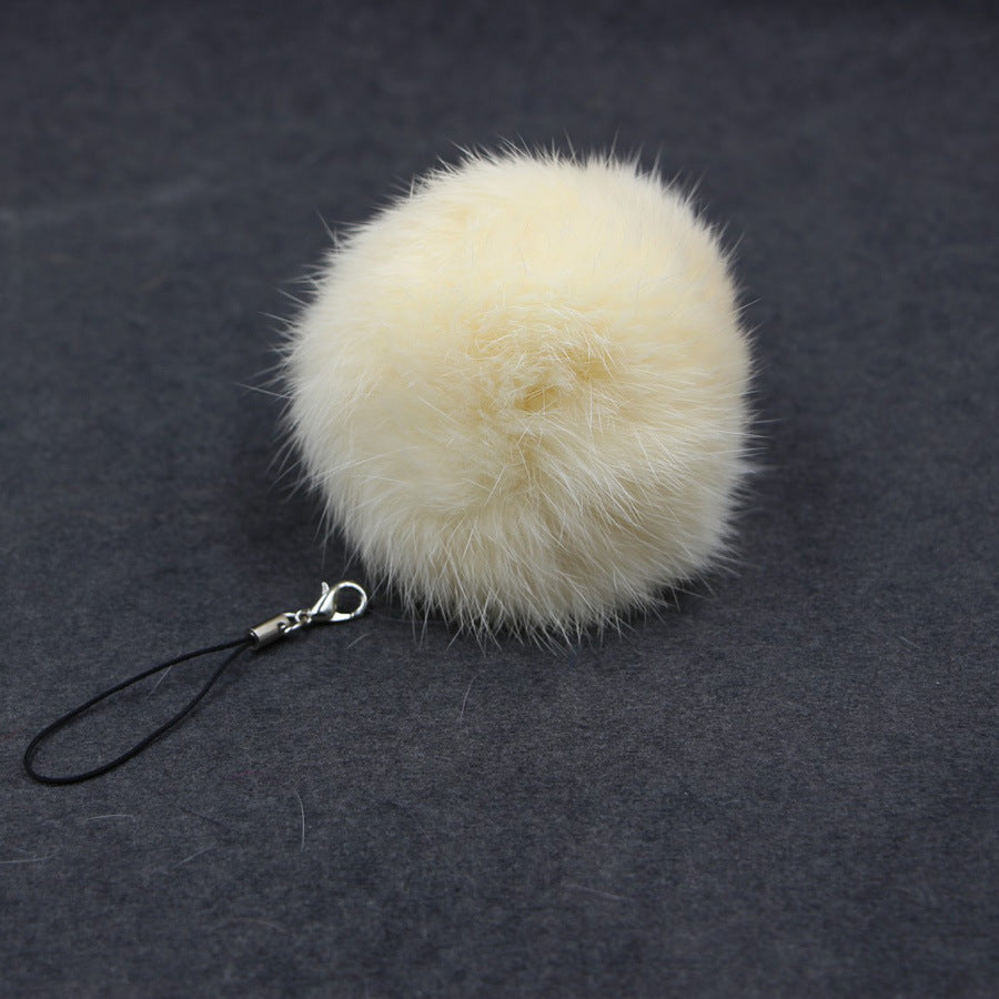 Car Pendant Keychain Faux Fur Hair Ball Key Chain Pendant Toy for Cell Phone