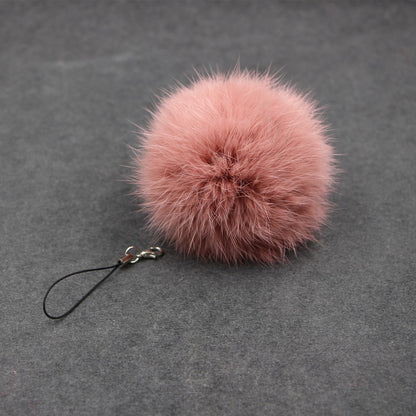 Car Pendant Keychain Faux Fur Hair Ball Key Chain Pendant Toy for Cell Phone