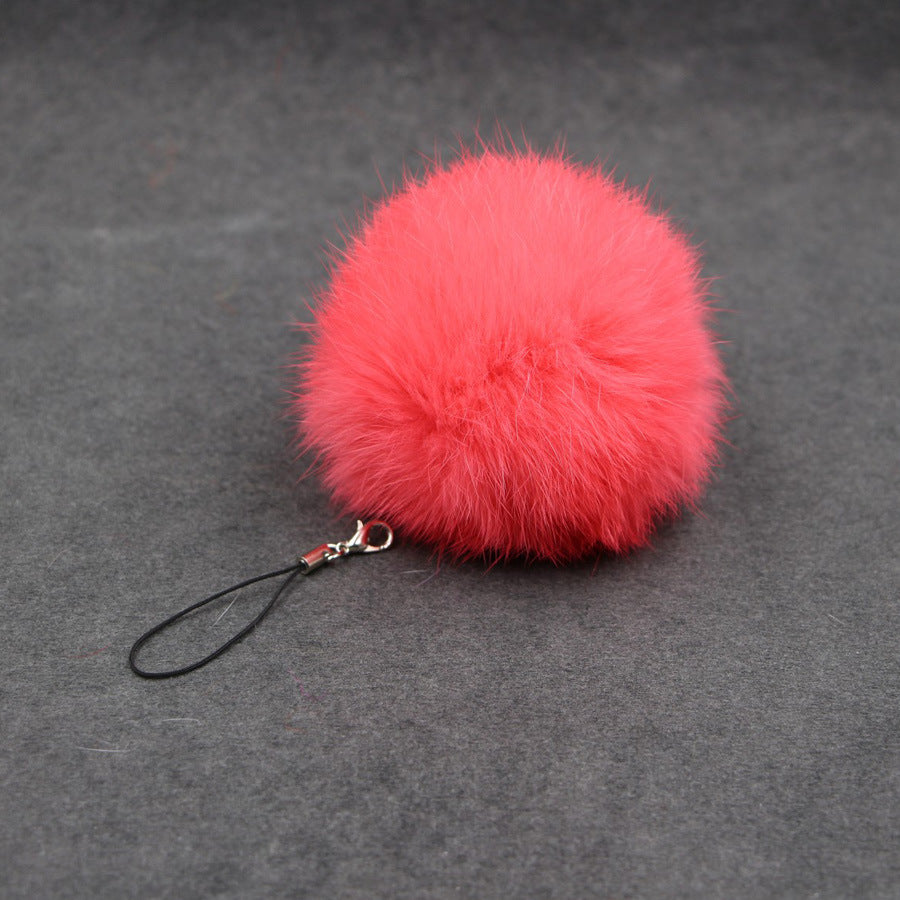 Car Pendant Keychain Faux Fur Hair Ball Key Chain Pendant Toy for Cell Phone