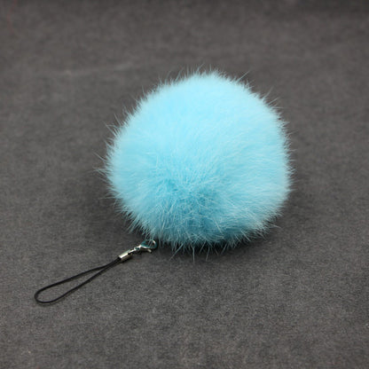 Car Pendant Keychain Faux Fur Hair Ball Key Chain Pendant Toy for Cell Phone