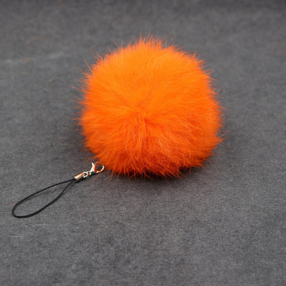 Car Pendant Keychain Faux Fur Hair Ball Key Chain Pendant Toy for Cell Phone