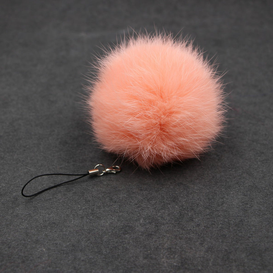 Car Pendant Keychain Faux Fur Hair Ball Key Chain Pendant Toy for Cell Phone