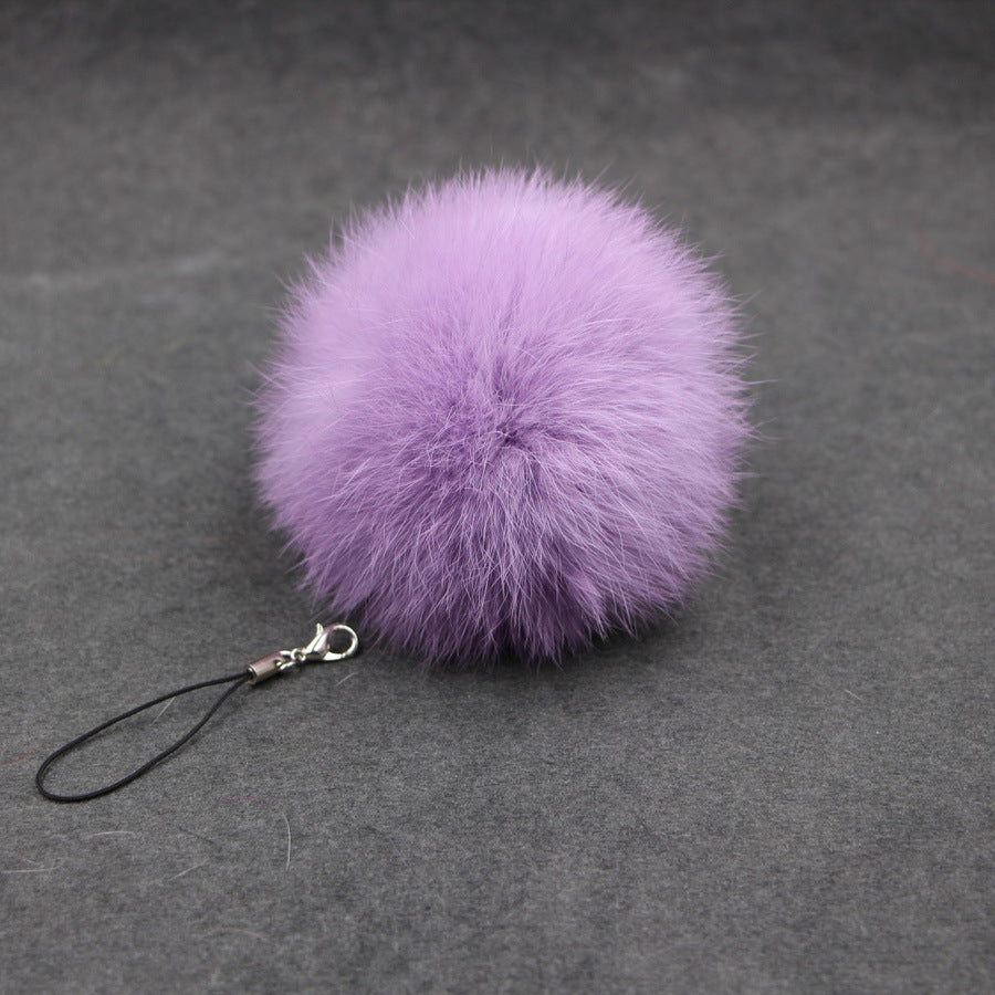 Car Pendant Keychain Faux Fur Hair Ball Key Chain Pendant Toy for Cell Phone