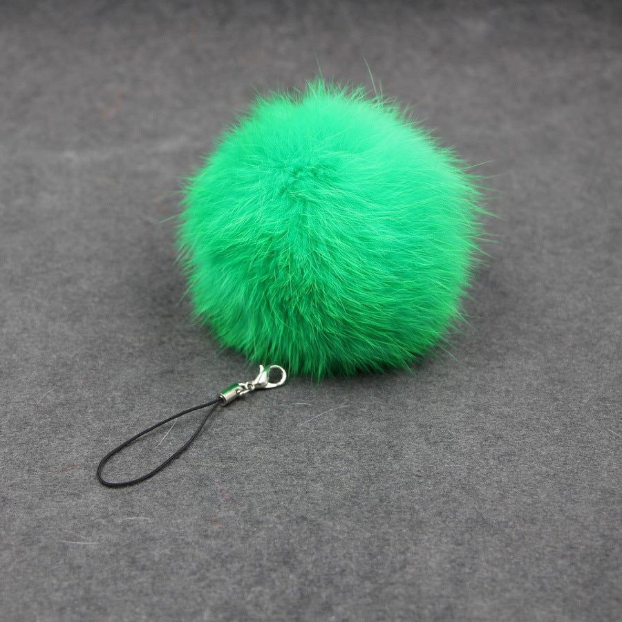 Car Pendant Keychain Faux Fur Hair Ball Key Chain Pendant Toy for Cell Phone