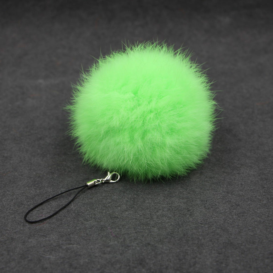 Car Pendant Keychain Faux Fur Hair Ball Key Chain Pendant Toy for Cell Phone