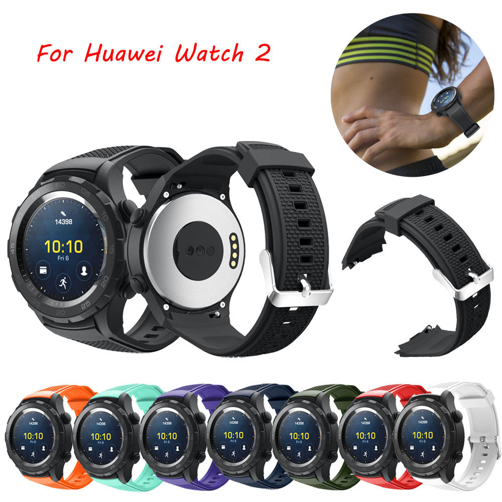 20mm Textured Sports Silicone Watch Band for Huawei Watch 2