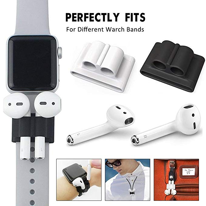 Rubberized Silicone Protective Sleeve Watch Band Holder for Apple AirPods Wireless Earphones