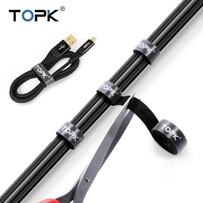 TOPK 2M  Strap Cable Tie Strong Adhesion Self-adhesive Loop & Hook Sticker