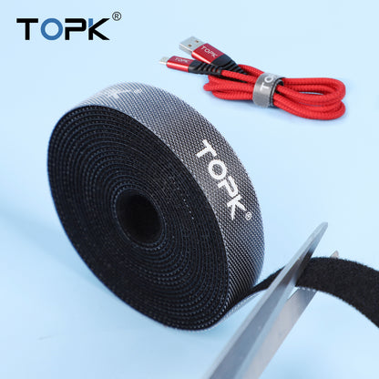 TOPK 2M  Strap Cable Tie Strong Adhesion Self-adhesive Loop & Hook Sticker