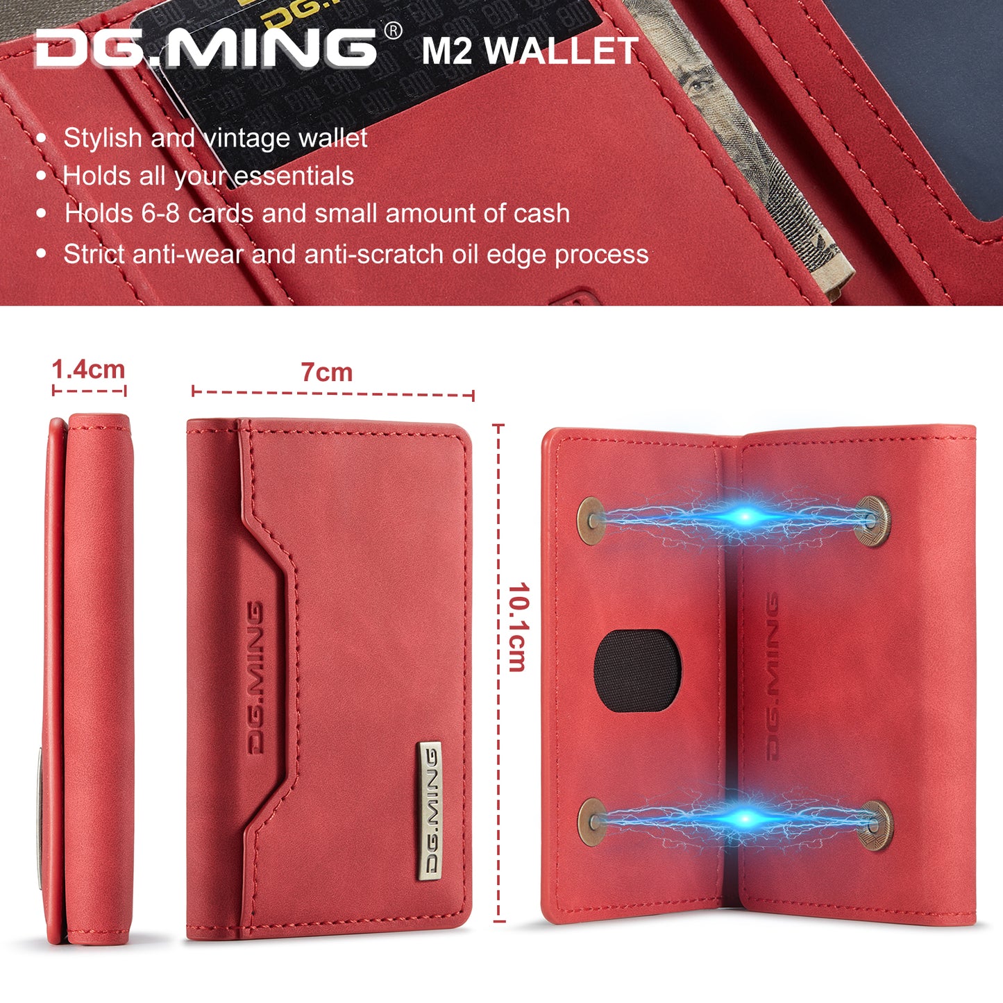 DG.MING M2 Series PU Leather Tri-fold Multiple Card Slots Holder Pocket Purse