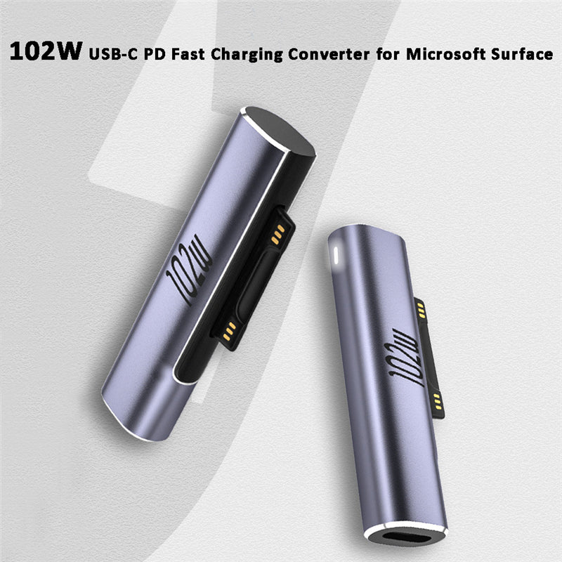 102W Type-C Female to Surface Charge Adapter USB-C PD Fast Charging Converter for Microsoft Surface