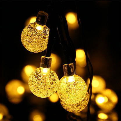 6.5m 30-LED Solar String Ball Lights Outdoor Waterproof Warm White Light Garden Decor