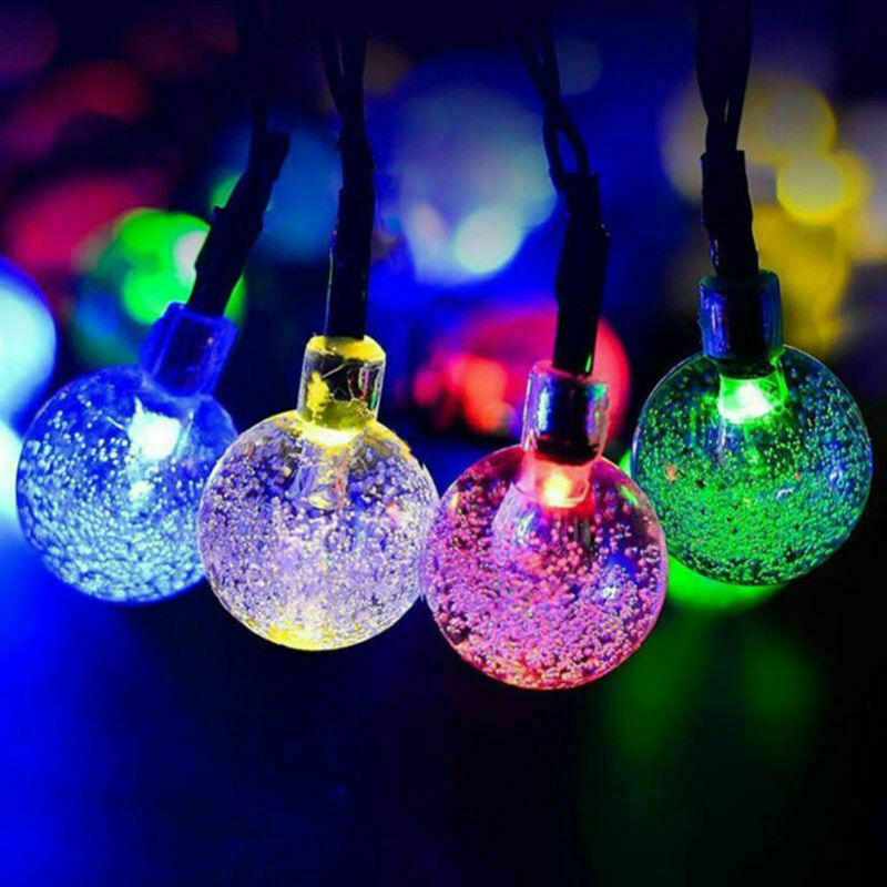 6.5m 30-LED Solar String Ball Lights Outdoor Waterproof Warm White Light Garden Decor