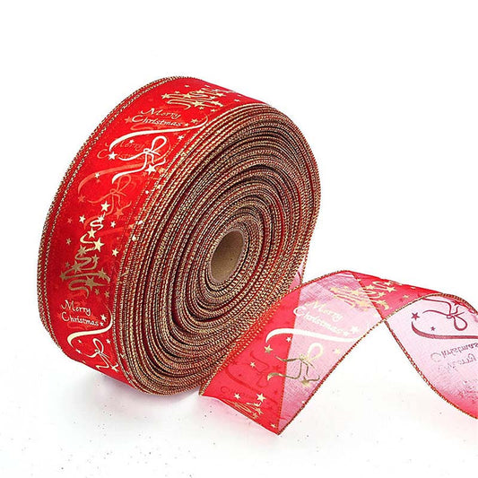 6.3x200cm Christmas Printed Ribbon Strap for Gift Box Wrapping Decor