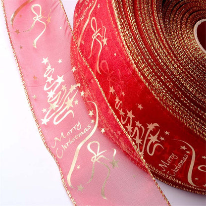 6.3x200cm Christmas Printed Ribbon Strap for Gift Box Wrapping Decor