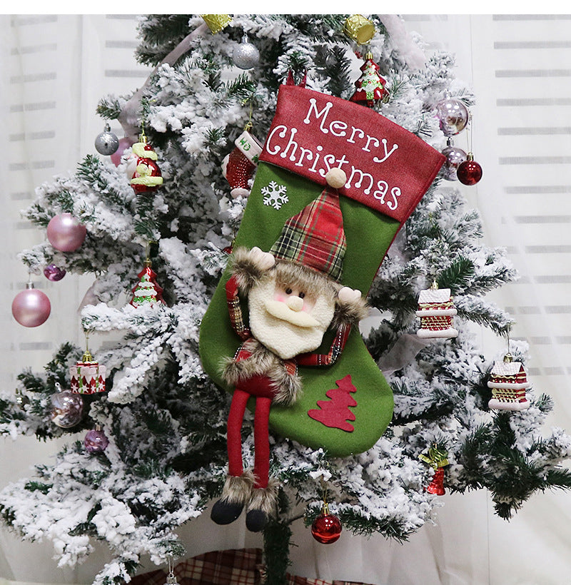 Christmas Stocking Santa Claus Socks Gift Bag Xmas Tree Hanging Decoration