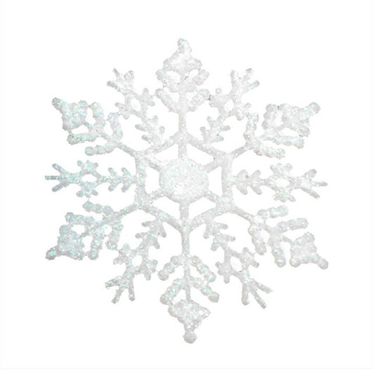 12PCS/Pack Christmas Glitter Snowflake Hanger Plastic Snowflake Ornaments