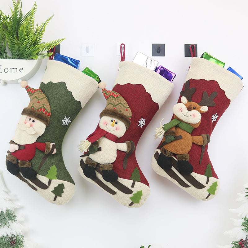 Christmas Stocking Candy Bag Socks Gift Bag Xmas Tree Decorative Ornament