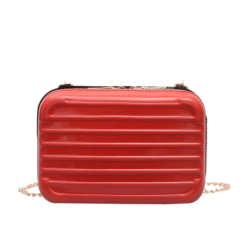 Women Creative Suitcase Shape Totes Bags Chain Crossbody Bag Mini Clutch Bag