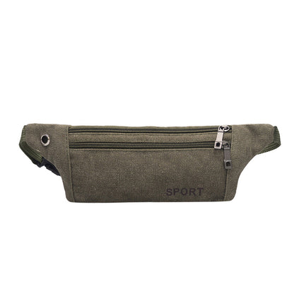 10-inch Casual Canvas Outdoor Travel Riding Belt Zipper Waist Bag Crossbody Bag