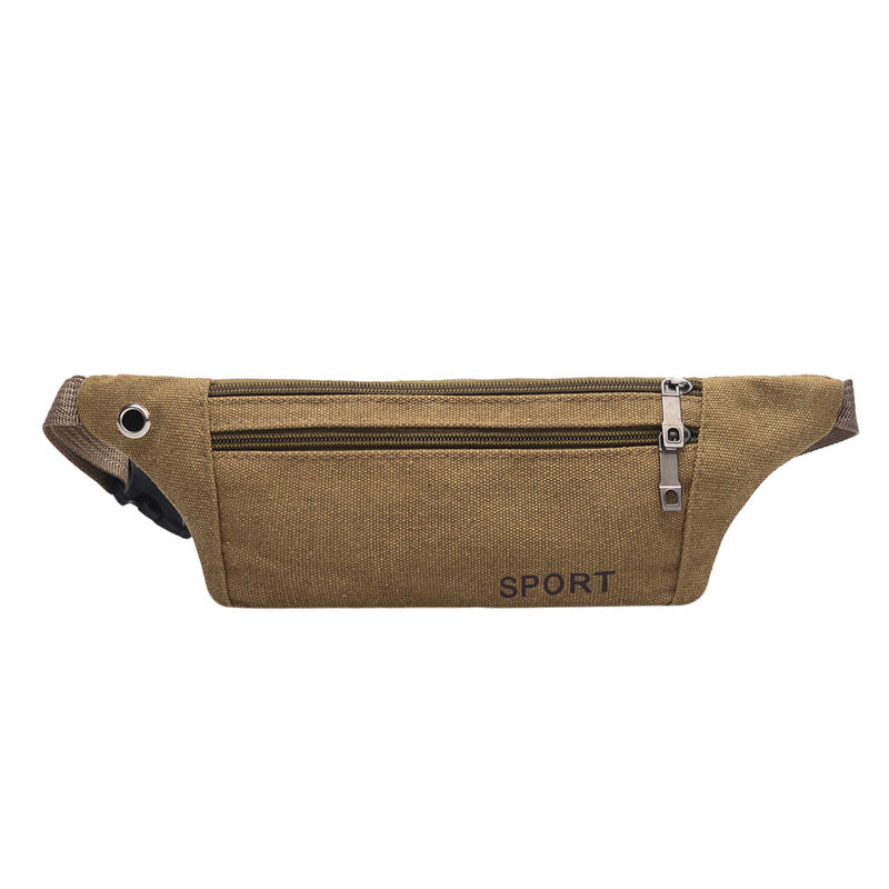 10-inch Casual Canvas Outdoor Travel Riding Belt Zipper Waist Bag Crossbody Bag