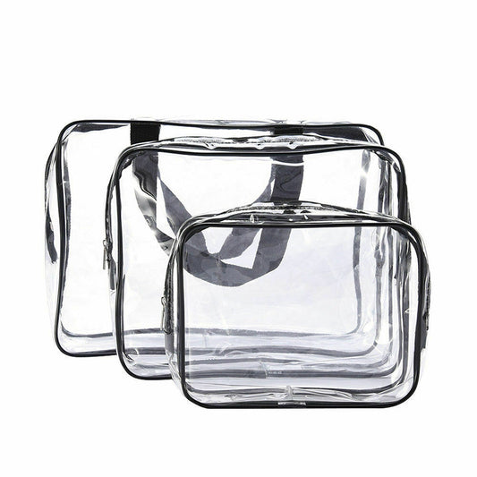 3PCS/Set Clear Cosmetics Bag Make-up Bags Organizer PVC Bag