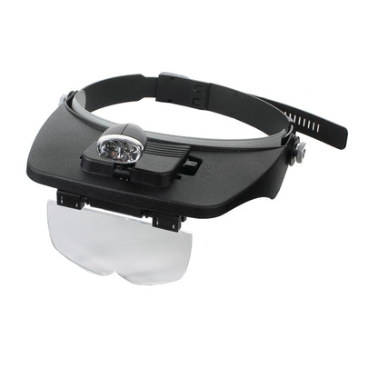 2-LED Headband Magnifier Magnifying Glass Loupe for Reading Jewelry Appraisal Etc (MG81001-A)