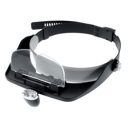 2-LED Headband Magnifier Magnifying Glass Loupe for Reading Jewelry Appraisal Etc (MG81001-A)