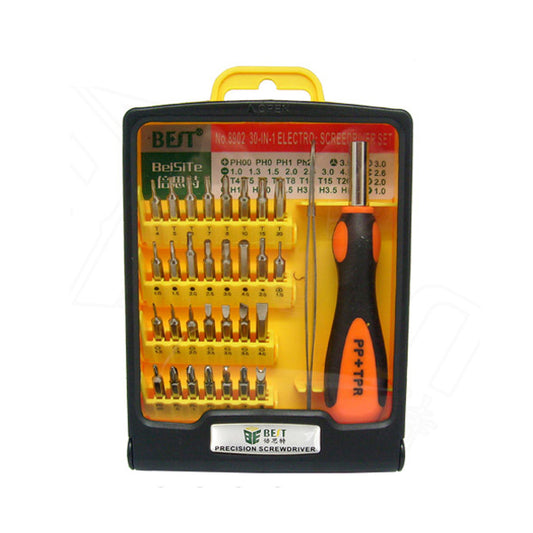 BEST BST-8902 30 in 1 Multipurpose Repair CR-V Screwdriver Tweezer Set Tools Kit for Phone PC Repair