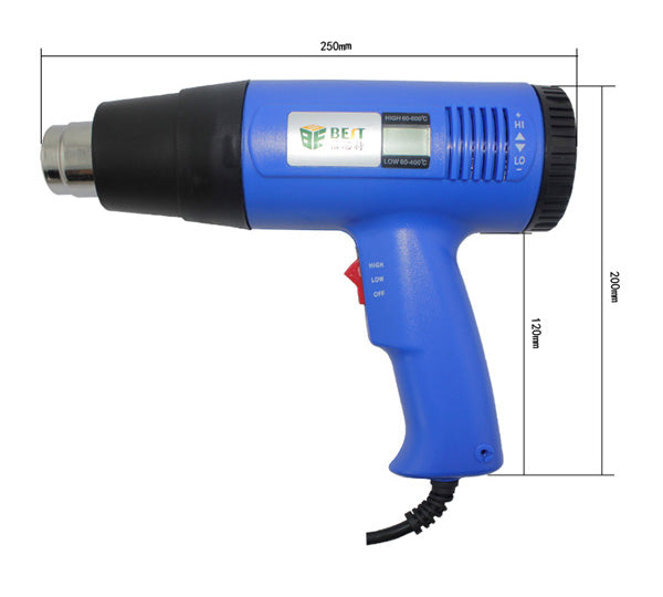 BST-8016 1600W Adjustable Temperature Display Electronic Hot Air Gun for Crafts, Shrink Tubing, Repair