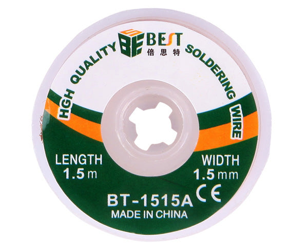 BEST BT-1515A 1.5mmx1.5m Copper Alloy Tin Removing Soldering Braided Wick Wire