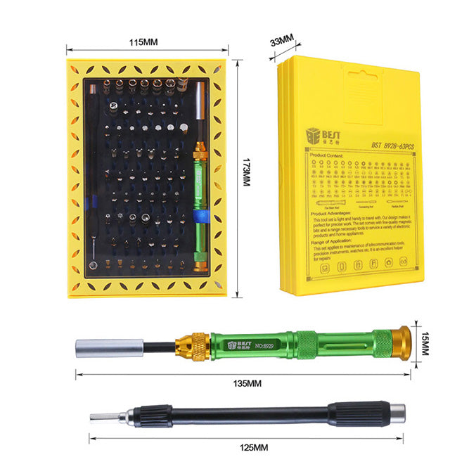 BEST BST-8928 63 in 1 Multi-functional Precision Screwdriver Bit Driver Tools Set