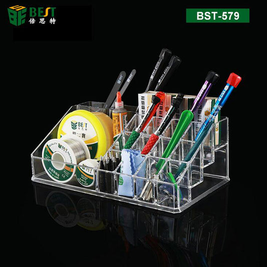 BEST BST-579 Muliti-slot Acrylic Storage Box Holder for Repair Tools