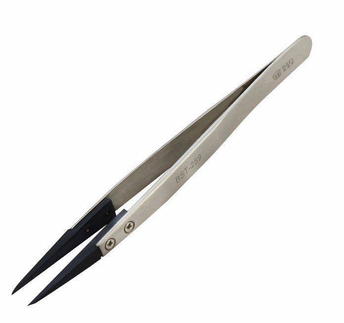 BEST BST-259A Stainless Steel Anti-static Fine Point Tweezers with Replaceable Tip