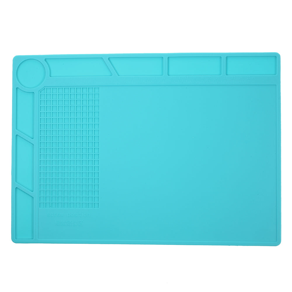 Silicone Pad Phone Maintenance Platform High Temperature Resistant with 25cm Scale Ruler - Blue