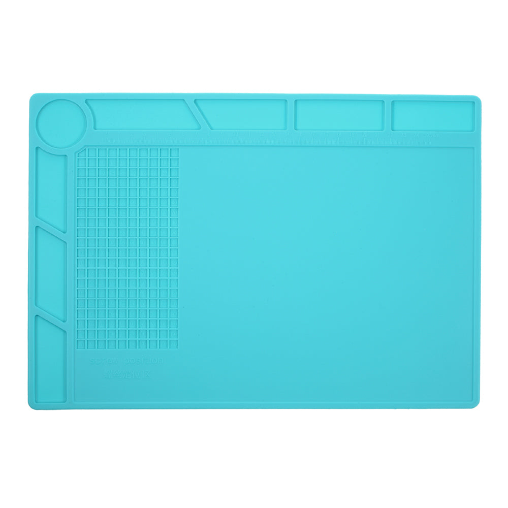 Silicone Pad Phone Maintenance Platform High Temperature Resistant with 25cm Scale Ruler - Blue