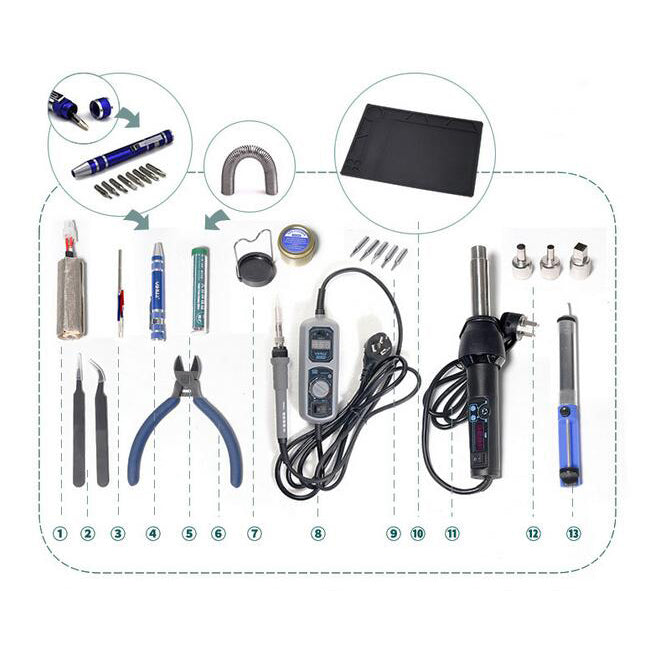 YIHUA Portable 27-in-1 Digital Soldering Iron and Hot Air Gun Rework Station Tool Kit